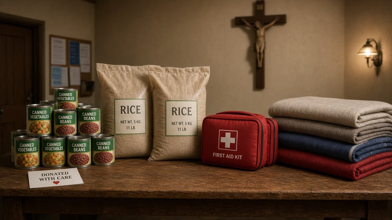 Charitable service supplies prepared for distribution